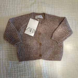 NWT zara mauve baby knit sweater/cardigan